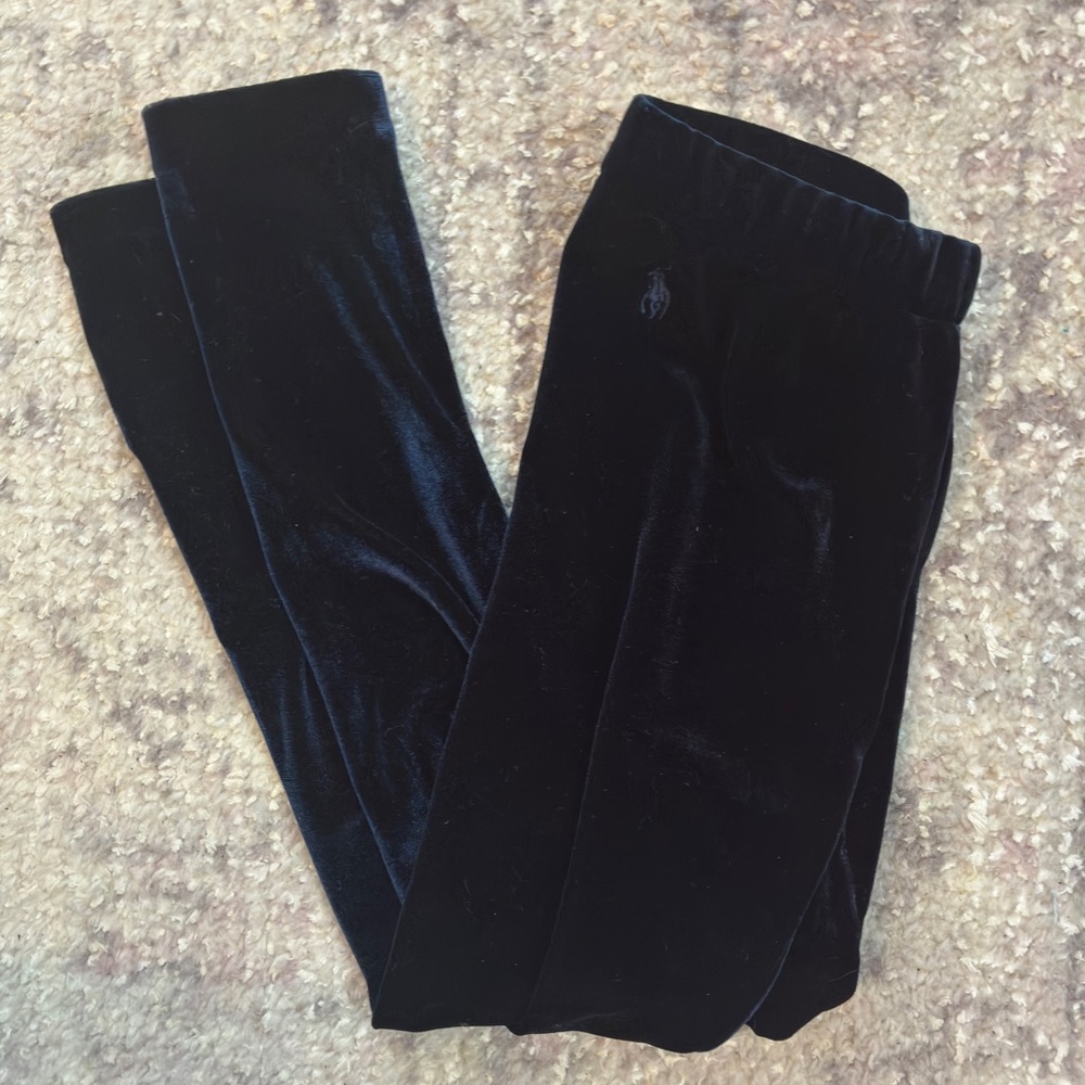 Polo by Ralph Lauren Girls Dark Blue Velvet Leggings